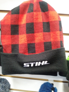 STIHL Beanie/True Red/Black Plaid Knit